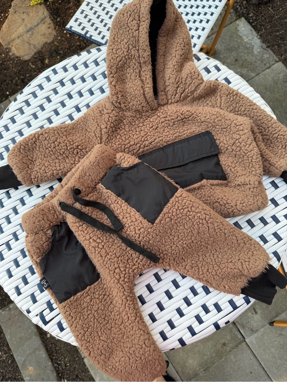 Olive +Scout Cozy Kids Brown Sherpa Puffer Hoodie & Jogger Set size 12-18m